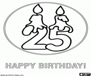 Coloriage Je vous souhaite un joyeux 25e anniversaire