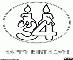 Coloriage Je vous souhaite un joyeux 34e anniversaire