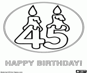 Coloriage Je vous souhaite un joyeux 45 anniversaire
