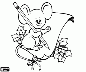 Coloriage La souris et la liste de cadeaux