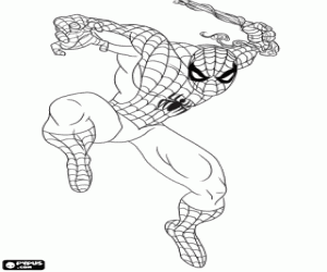 Coloriage Spider Man en action