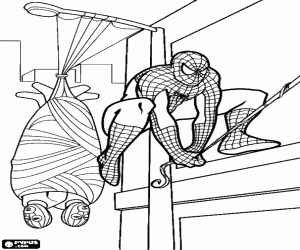 Coloriage Spiderman et les deux méchants
