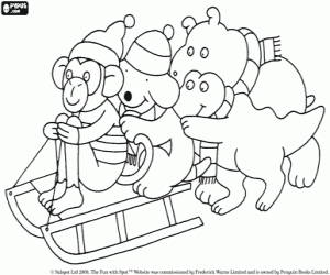 Coloriage Spotty le chien et Steve le singe