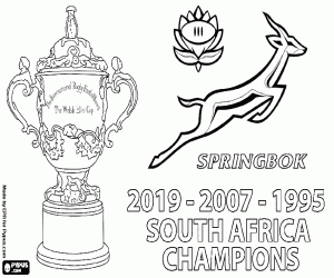 Coloriage Springboks, triple champion du monde