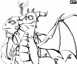Coloriage Spyro et Cynder, dragons Skylanders