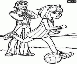 Coloriage Stephanie et le football, LazyTown