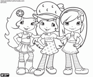 Coloriage Strawberry Shortcake aves amies