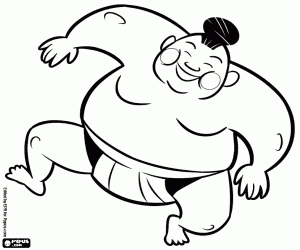Coloriage Sumo, sport traditionnel japonais