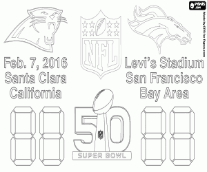 Coloriage Super Bowl 2016, Panthers vs Broncos