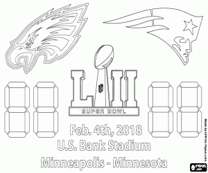 Coloriage Super Bowl 2018, Patriots v Eagles