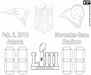 Coloriage Super Bowl 2019, Patriots v Rams