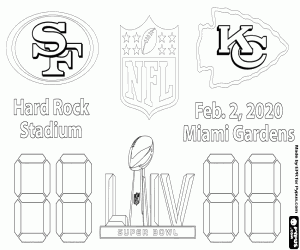 Coloriage Super Bowl 2020, 49ers vs Chiefs