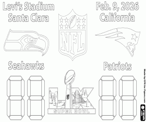 Coloriage Super Bowl 2026 Seahawks vs Patriots