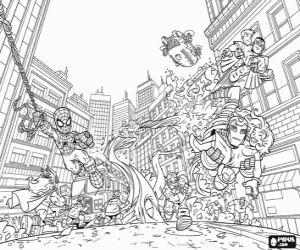 Coloriage Super Hero Squad en action