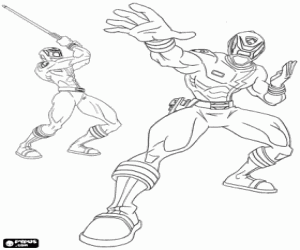 Coloriage Deux super-héros Power Rangers S.P.D