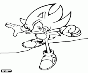 Coloriage Super Sonic, transformation de Sonic