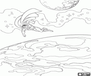 Coloriage Superman dans l'espace