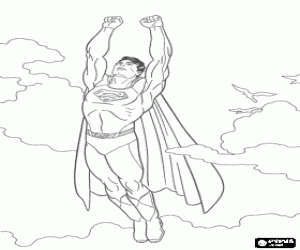 Coloriage Superman dans les nuages