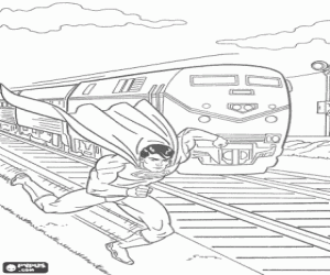 Coloriage Superman et le train
