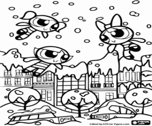 Coloriage Les Supers Nanas sous la neige