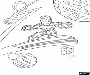 Coloriage Surfer d'argent à travers l'espace