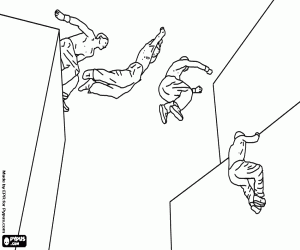 Coloriage Séquence d’un saut en parkour