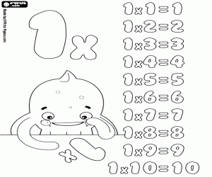 Coloriage La table de multiplication de 1