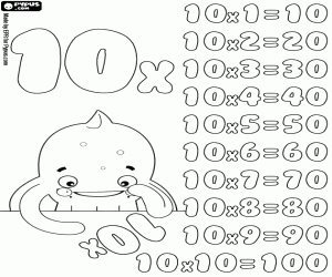 Coloriage La table de multiplication de 10