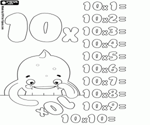 Coloriage Table de multiplication par 10 à résoudre