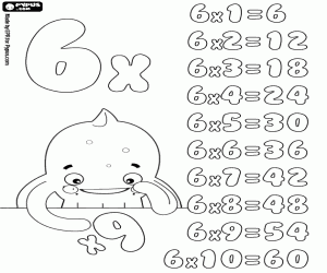 Coloriage Table de multiplication x 6