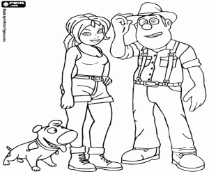 Coloriage Tad, Sara et Jeff le chien