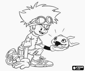 Coloriage Tai et Komoron, Digimon