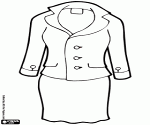 Coloriage Tailleur avec jupe pour femme