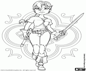 Coloriage Talia avec son épée dans sa main