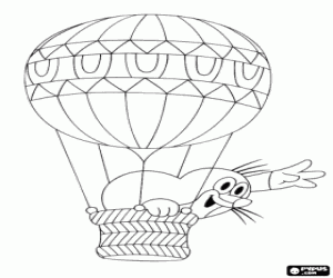 Coloriage Taupek la taupe qui voyagent en ballon