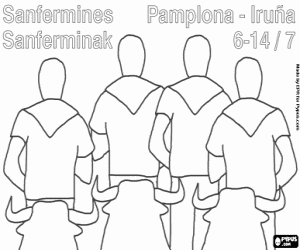 Coloriage Les taureaux de San Fermin, Pampelune