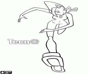 Coloriage Tecna en mouvement, Winx Club