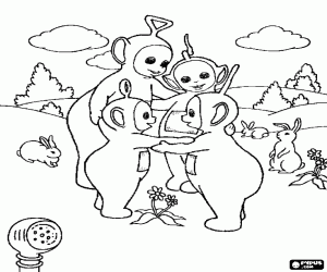 Coloriage Les Teletubbies avec les lapins
