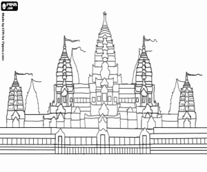 Coloriage Le temple d'Angkor Wat au Cambodge