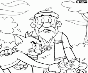 Coloriage Tentative de paix entre Tom et Jerry