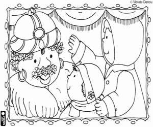 Coloriage Teo et Cleta avec le Roi Balthazar