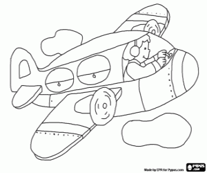 Coloriage Teo est le pilote d'un avion
