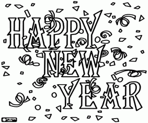 Coloriage Texte pour une fête du nouvel an