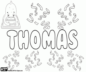 Coloriage Thomas, nom dans plusieurs langues
