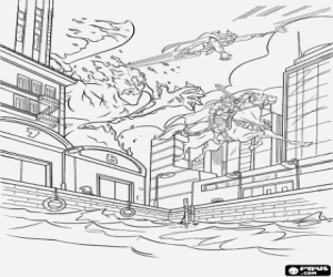 Coloriage Thor contre le géant de feu