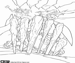 Coloriage Thor et le dragon pris