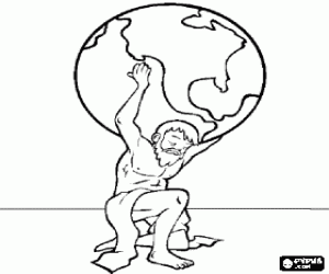 Coloriage Le titan soutenant le monde, Atlas