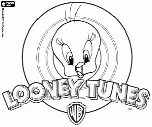 Coloriage Titi et le logo Looney Tunes
