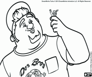 Coloriage Tito avec son ami, Turbo l'escargot