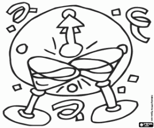 Coloriage Toast à minuit du nouvel an